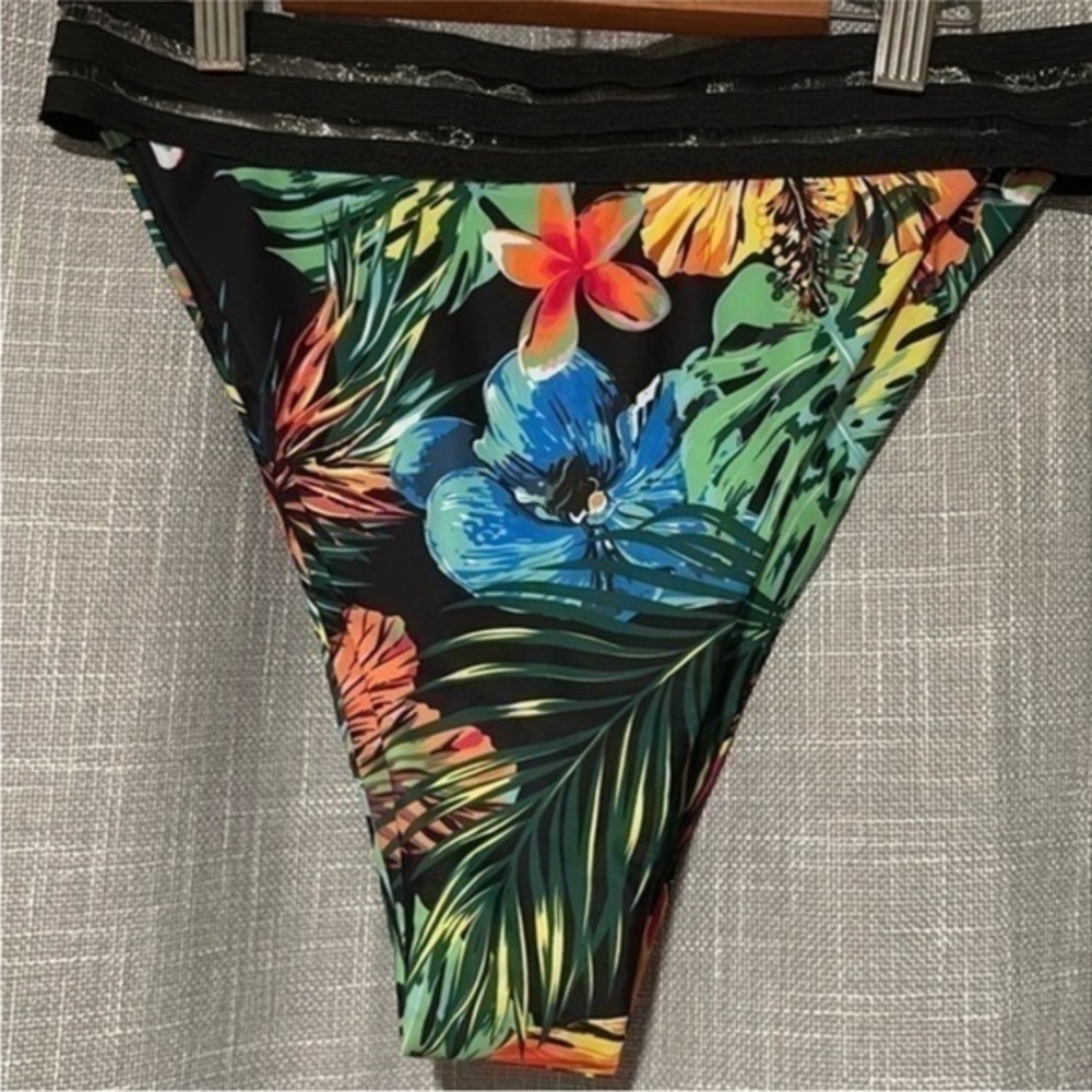 Victoria's Secret Tropical Floral Bikini Bottom - Black, Blue, Green, Orange